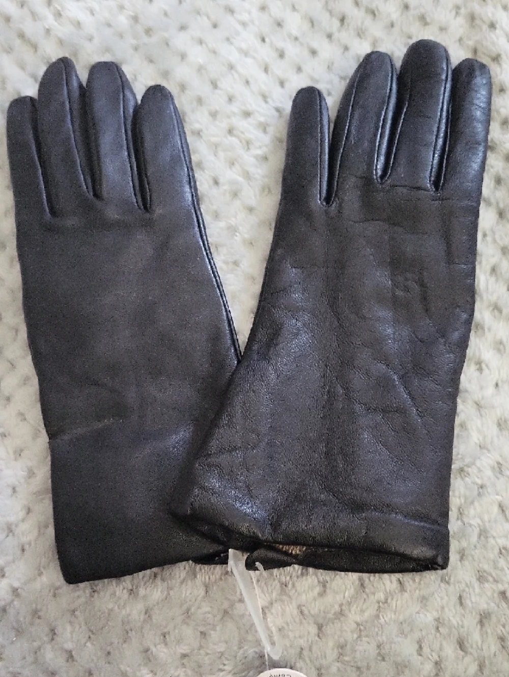 Nordstrom Classic Black Leather Gloves‎ With Cashmere Lining Size 7.5